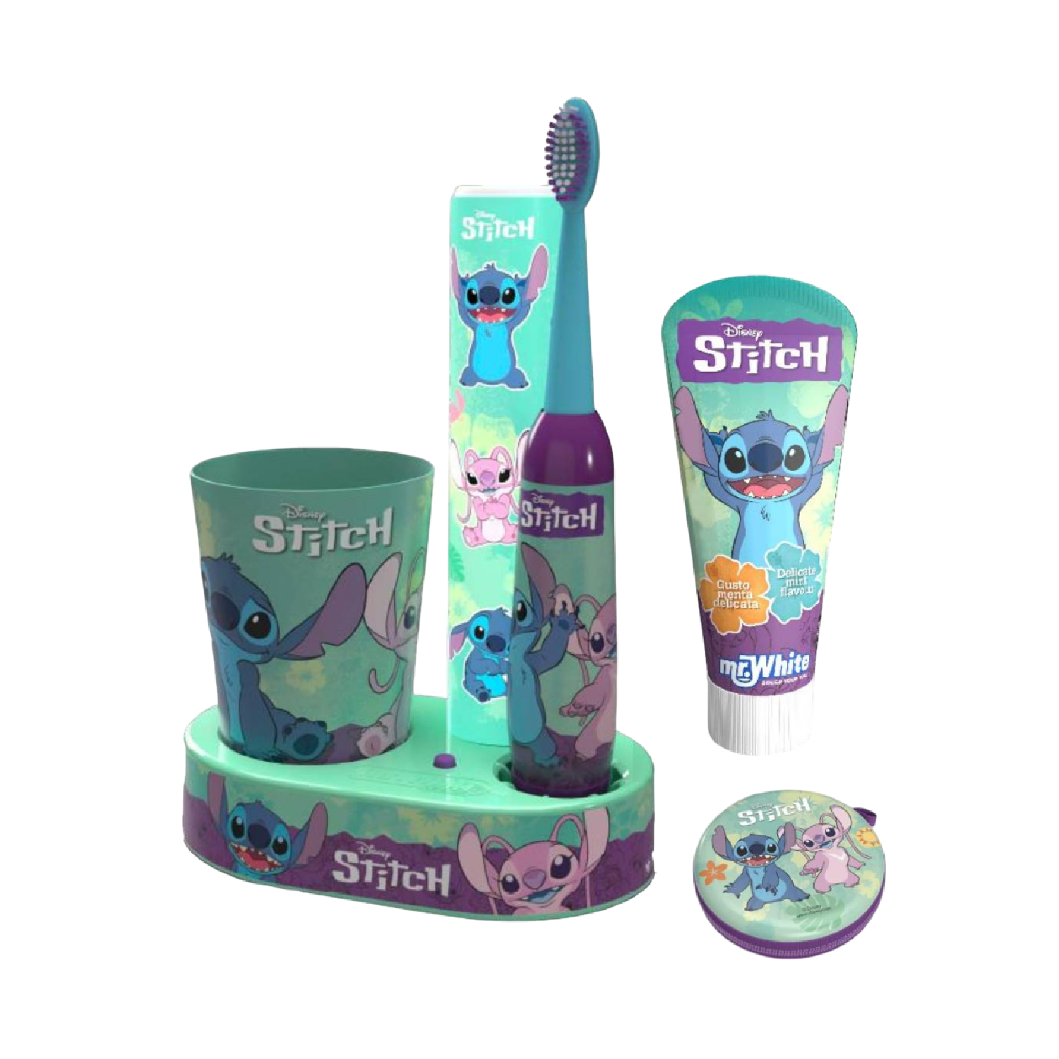 Disney Stitch Dental Gift Set for Kids - Battery Powered Electric
