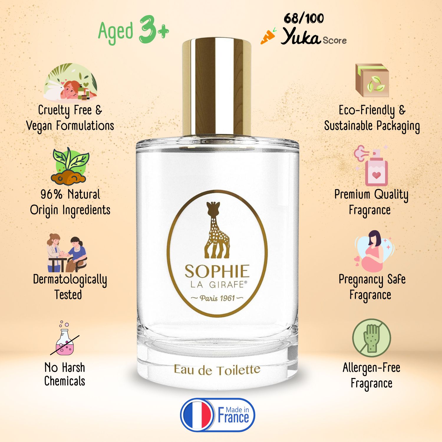 Sophie La Girafe Eau de Toilette Natural Perfume Spray, Vegan and