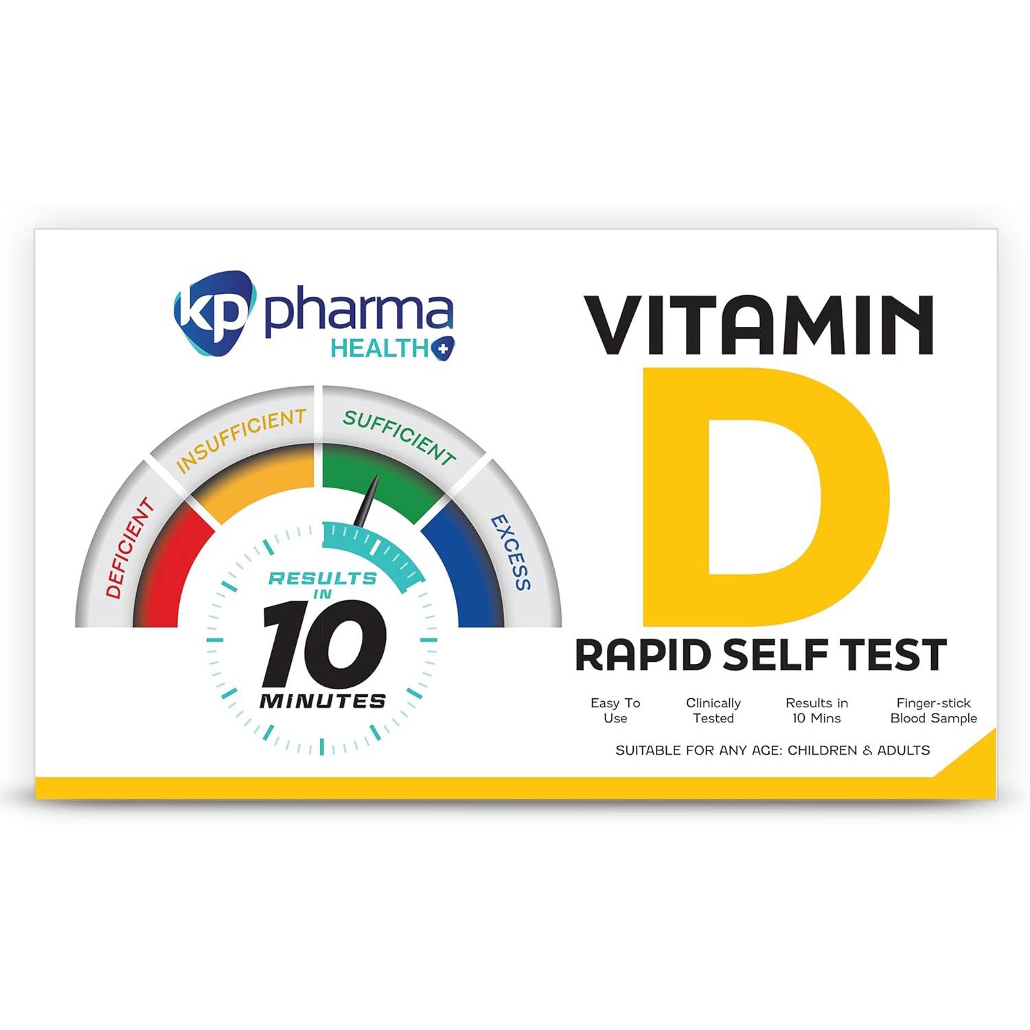 KP Pharma Vitamin D Deficiency Check Test Kit, Rapid Self-Test Kit for  Vitamin D Level Insufficiency at Home, Clinically Tested, Certified by CE,  Easy ...